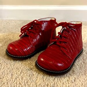 Red lizard toddler boot